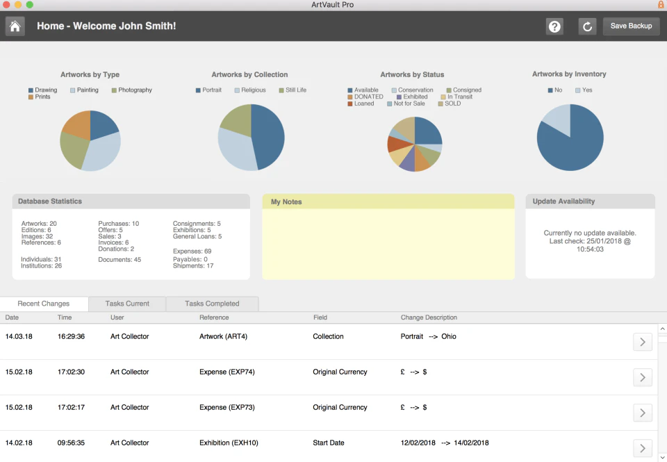 screenshot of ArtVault Pro